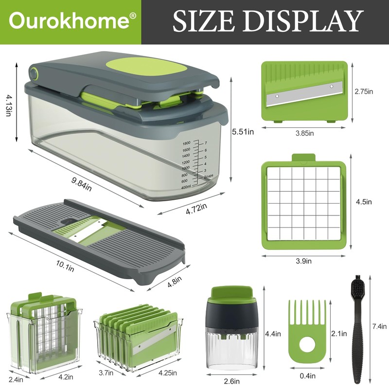 Ourokhome Veggie Chopper and Dicer with Container, Manual Hand Food
