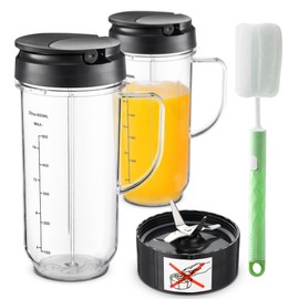 For Magic Bullet Blender Cups, Tall 22oz Cup with Flip-Top To-Go Lid, Blender Replacement Parts, Blade Replacement Cup Mug with Handle Compatible with Magic Bullet 250w MB1001, with Cleaning Brush