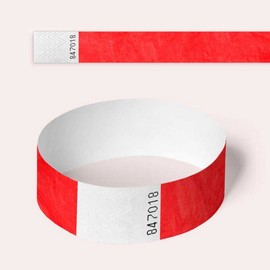 Tyvek Wristbands, 100 Pack by AA Wristbands for Parties, Security, Festivals, Events (Red)