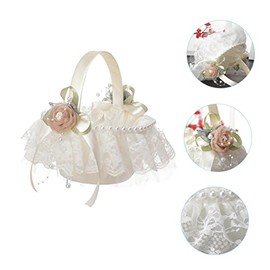 Canastas Decorativas Elegantes Encaje y Poliéster para Boda Accesorio Adecuado para Niña Flores en Fiesta o Aniversario de Boda