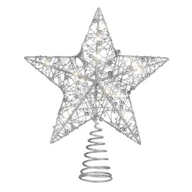 STOBOK Christmas Tree Topper, 30 cm x 25 cm, LED Projector, Silver Star Tree Topper, Exquisite Christmas Star Topper, Decoration