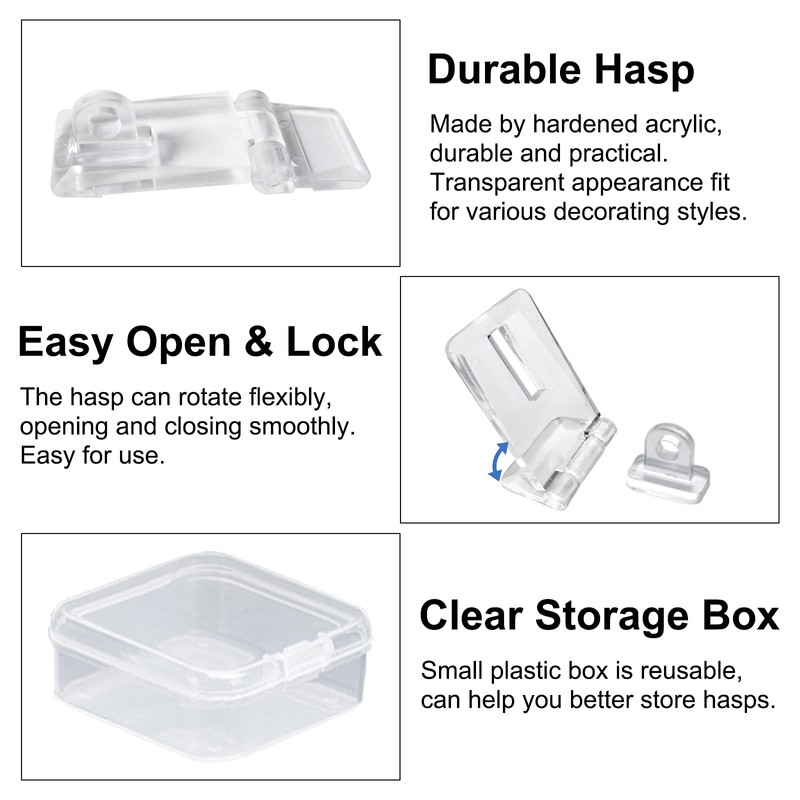 INCREWAY Acrylic Hinge Hasp,10Pcs 25 * 55mm Crystal Clear Mini