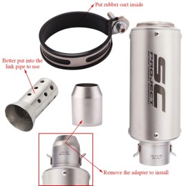 Unbranded Slip-on 51mm 2" Universal Motorcycle Exhaust Muffler Pipe Tail Tips Silver US