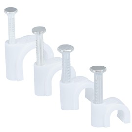 LeMotech 200pcs Cable Clips 5/6/8/10mm Cable Nail Clips Cable Tacks Coaxial Nail Clamps for Cable Cord Management RG6 RG59 CAT5 CAT6 RJ45 Electrical Ethernet Coaxial Clamps, White