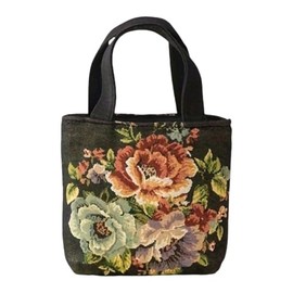 Embroidered Handbags for Women, Shoulder Tote Bag, Hobo Bags For Women (Black Peony, S)