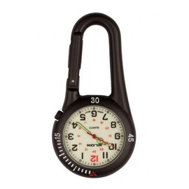 Klox Black Clip on Carabiner with White Face Ideal for Doctors Nurses Paramedics Chefs