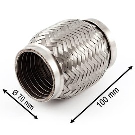 Interlock Flex Pipe, Flex Part, Flexible Pipe Exhaust, Trouser Pipe Flex Piece Made of Stainless Steel, HD Quality – with Reinforced Construction (Double Wall System -> Shockproof and Flexible)