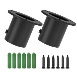 Aopin Closet Pole Sockets Wardrobe Rod Bracket Flange Kit with Matte Black Finish 32mm / 1-1/4" Heavy Duty Closet Rod End Supports Flange Rod Holder Brackets Stainless Steel 2 Pcs