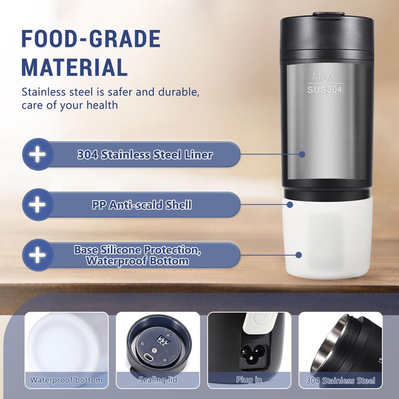 Balabulala Travel Electric Kettle, Portable Water Heater with Waterproof Silicone
