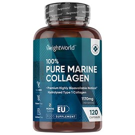 Pure Marine Collagen Capsules - 1170mg High Strength Collagen Supplement – 120 Type1 Hydrolysed Collagen Capsules - Collagen Supplements for Skin, Hair & Joints – Unflavoured & Odourless - Made in EU