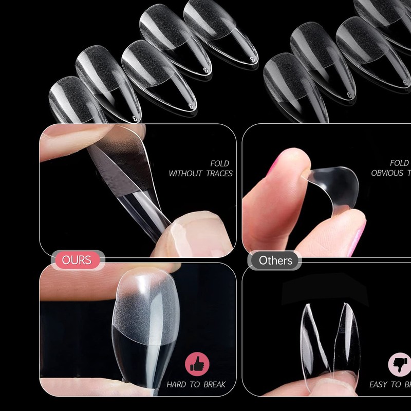 Nail Tips for Gel Extensions, 360PCS Clear Nail Tips Kit