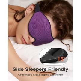MABAO Sleep Mask for Side Sleeper, Eye Mask for Sleeping Women Men, 3D Contoured Cup No Eye Pressure 100% Light Blocking Sleeping Mask with Adjustable Strap Night Blindfold Flight, Travel, Nap, Purple