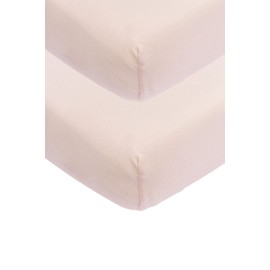 Meyco Baby Uni lenzuolo per culla in confezione da 2 pezzi (perfetta vestibilità grazie alla coulisse elastica su tutto il perimetro, dimensioni: 60 x 120 cm), Rosa tenue