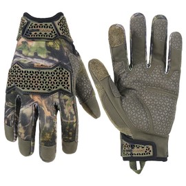 HANDLANDY Utility Work Gloves with Grip for Men, Flexible Impact Resistant Mechanic Motorcycle Hunting Gloves (Camouflage, XL)