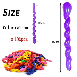 Hillylolly Spiral Balloons, 100 Pieces Long Balloons, Modelling Balloons, Magic Balloons, Long Colourful Balloons, for Wedding, Birthdays, Parties Decoration, Random Colour (B)
