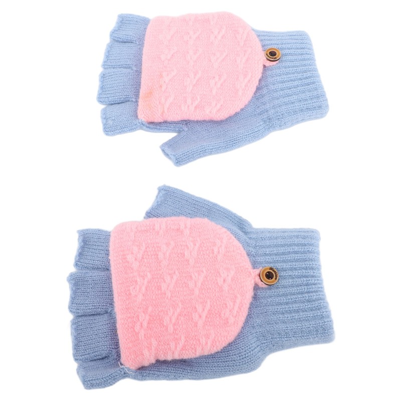 1 Pair Winter Knitted Fingerless Gloves Double Sided Heating USB