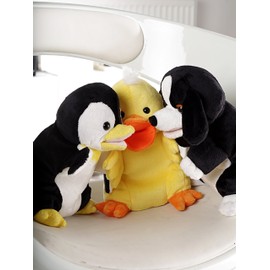 Bauer Spielwaren "Theatrello" Handspielpuppe Pinguin: Stoff-Puppe aus softem Plüsch, schwarz-weiss/gelb, für Puppentheater und Lernspiele (11837)