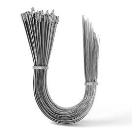 Aroono Heavy Duty Metal Zip Ties-50PCS, 24 inch, Silver-Max Weight 337lbs-Outdoor Use-304 Stainless Steel-for Home Improvement, Machinery, Vehicles, Farms, Cables, Fence