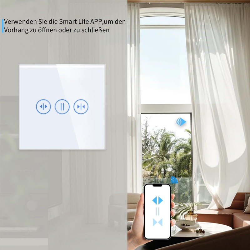 LIAONFOY WiFi Controlled Curtain Switch Flush-Mounted Intelligent Touch Switch Remote