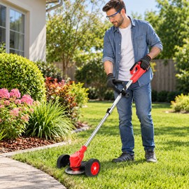 Cordless Electric Weed Wacker for Lawn & Garden – 3-in-1 Grass Trimmer with Adjustable Head and Wheels for Easy Yard Maintenance