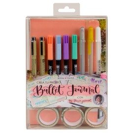 Talens Create your own Bullet Journal (Coral Pink) with The Flower Journal, scorebook, 2 fineliners, 3 gel pens, 4 brush pens, 3 washi tapes, step by step manual