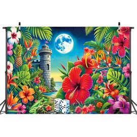Puerto Rico Banner Backdrop 6x4FT Night Moon Castle Flowers Coqui Frog Tropical Island Photography Background Caribbean Culture Party Wall Decorations Photo Booth Studio