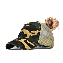 Sombrero de cola de caballo cruzado lavado de malla desgastada para mujer, gorra de béisbol para papá, sombrero de cola de caballo para mujer, Sgx-dark blue, M/talla única