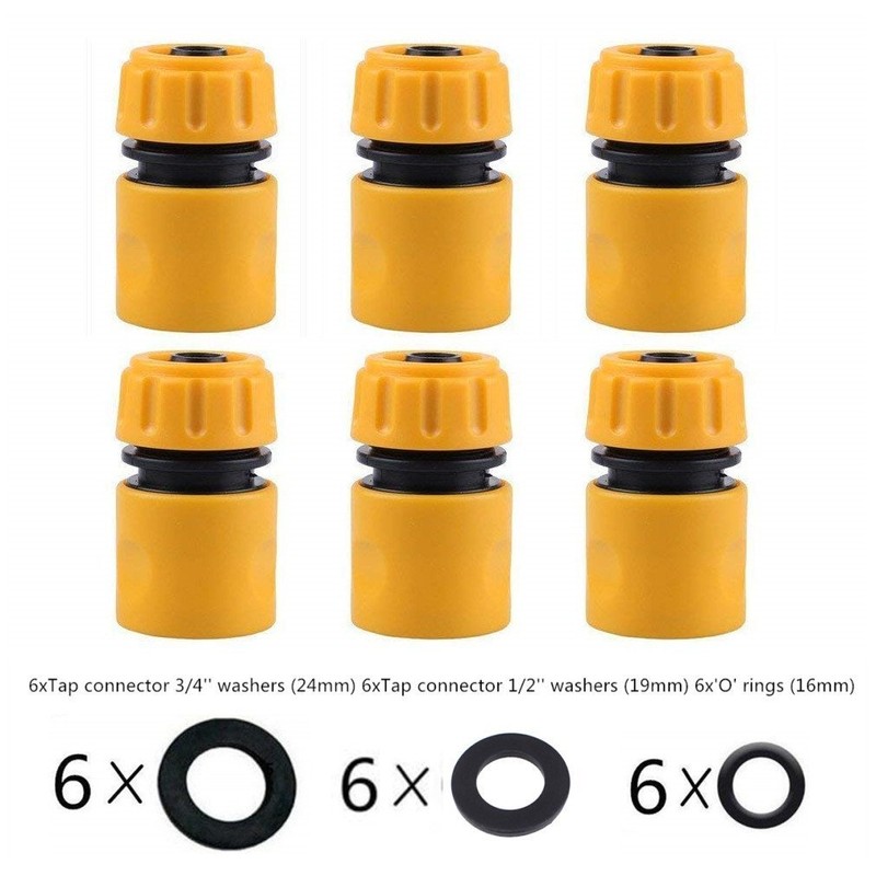 TOPWAYS 6 pack Hose End Quick Connect fitting 1/2" Hose