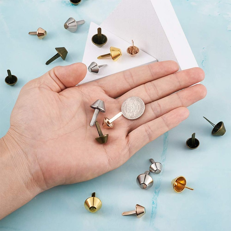 PandaHall 120pcs Bottom Stud Bag Feet 4 Colors Cone Studs