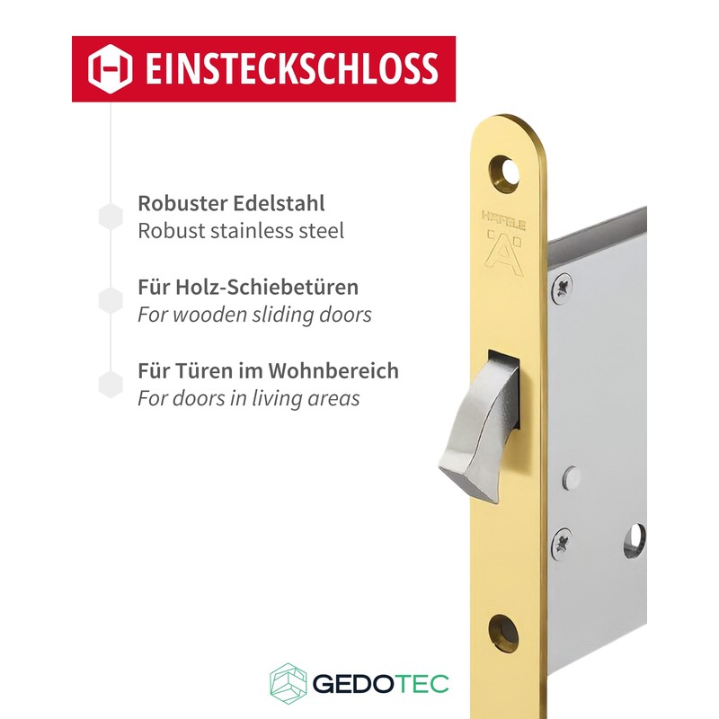 Gedotec Mortice Lock Stainless Steel Sliding Door Lock Sliding Door