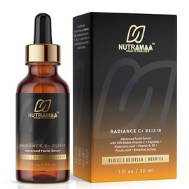 Radiance C+ Elixir - Suero facial con 20% de vitamina C con ácido hialurónico y péptidos, ácido ferúlico + vitamina E - Suero facial iluminador, hidra