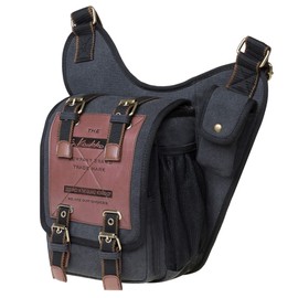 KAUKKO Retro Casual Shoulder Backpack Sports Canvas Handbag Crossbody Messenger Bag Chest Pack for Men (Black02)