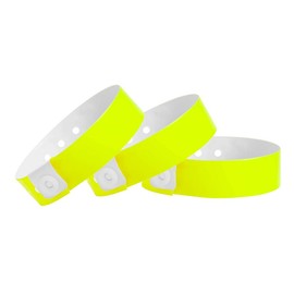 WristCo Neon Yellow Vinyl Wristbands - 100 Pack Wristbands for Events