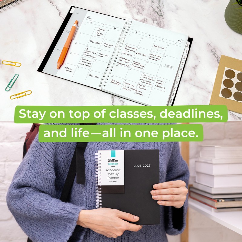 WallDeca Academic Planner 2026-2027, Daily, Weekly & Monthly Planner, July