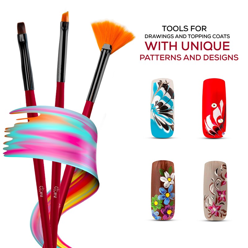 Glow 20 Nail Art Brush Set and Dotting Tool, Nail