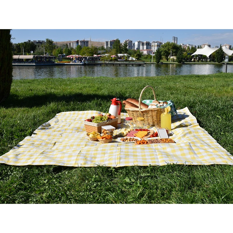 100% Cotton Fabric Gingham Table Cloth 140x160 Rectangular Natural Buffalo