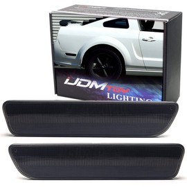 iJDMTOY Smoked Lens Rear Side Marker Light Shells/Housings Compatible With 2005-09 Ford Mustang, Replace OEM Back Red Sidemarker Lamps
