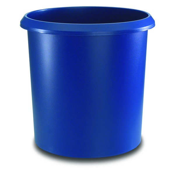 Läufer 26605 Papierkorb Allrounder 18 Liter, blau, rund, Mülleimer mit Griff, stabiler Kunststoff, Abfalleimer, auswaschbar