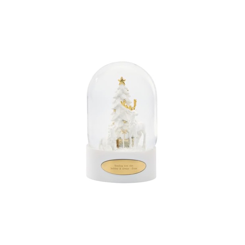 THINGS REMEMBERED Engraved White Gold Deer Snow Globe (Free Customization)