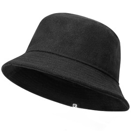 GADIEMKENSD Winter Bucket Hat - Premium Wool, Packable, Plain Colors, Warm Soft Felt Wool Bucket Hats for Women Men Unisex Casual Outdoor Hiking Fisherman Cap Black M