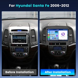 Fuluku【8 Core 4+64GB】 Android 13 Car Stereo for Hyundai Santa Fe 2006-2012 with Wireless Carplay Android Auto, 9" Touch Screen Radio Dash Kit GPS Navigation WiFi Bluetooth 5.0 SWC Mic Backup Camera
