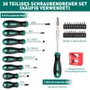 HYCHIKA Screwdriver Set, 30 Pieces Screwdriver Set, Including Phillips Screwdriver,
