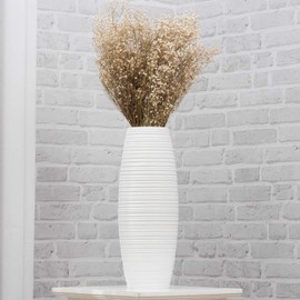 Leewadee White Home Decor Floor Vase - Wooden Boho Vase for Pampas Grass, 14 inches Tall