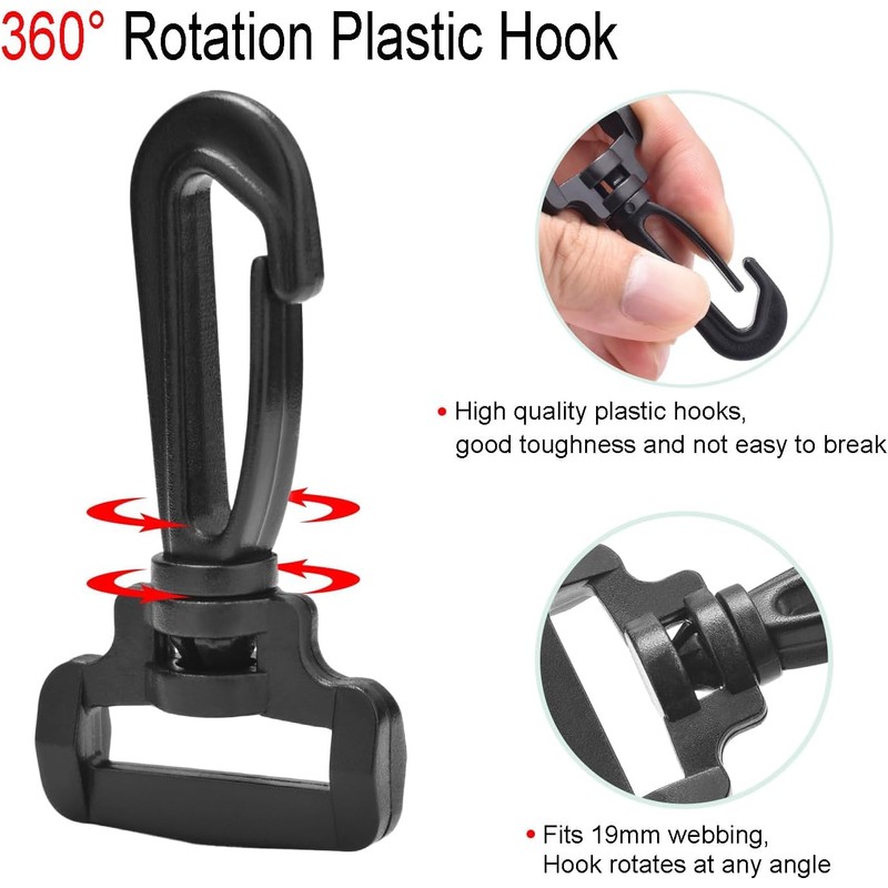 10pcs Plastic Swivel Snap Hooks Hardware Side Release Buckle Paracord
