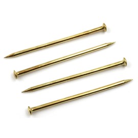 Design61 50x Steel Pins Steel Nails Skirting Board Pins Nail 2.0 x 50 mm Lens Head Brass-Plated