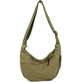 Sanxiner Crescent Bag for Women Men Nylon Crossbody Bags Multi-Pocket Sling Bag Roomy Hobo Bags Moon Bag Slouchy Dumpling Bag, 2-a Green