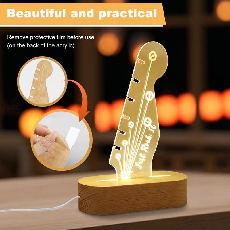 Hogurin Light Up Guitar Pick Holder, Acrylic Wood Desktop Picks