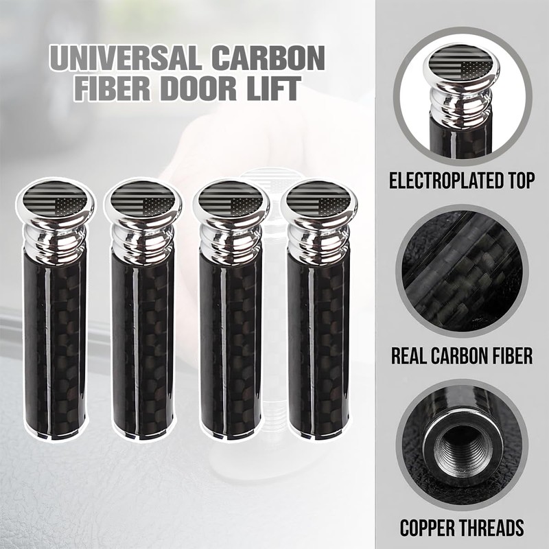 Sandfren 4PCS Carbon Fiber American Flag Car Lock Knobs, Vehicle