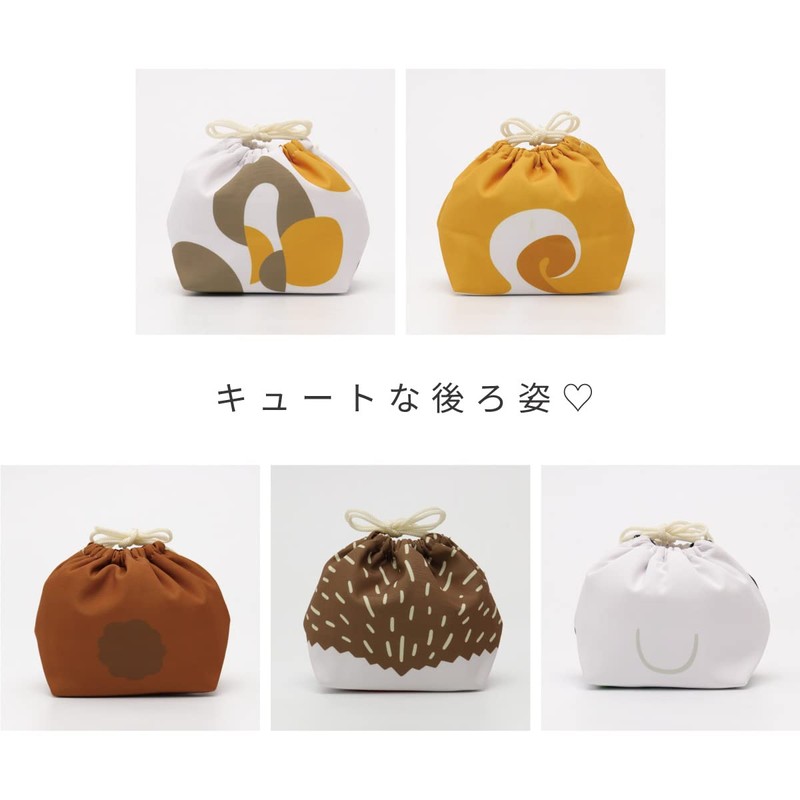 Toyo Case, Okao Kinchaku Friends Lunch Box, Drawstring Lunch Bag,