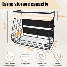 BILIONE Large Magnetic Basket for Fridge, Magnetic Shelf for Fridge, Container Magnetic Spice Rack for Refrigerator, Pantry Organizers & Storage, Kitchen Counter, Cabinet